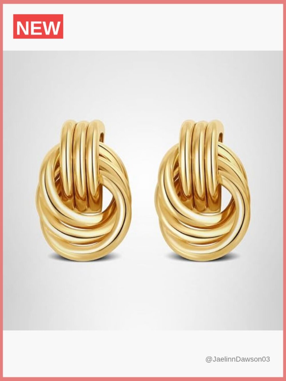 Knot Design Gold Plated Statement Dangle Drop Earrings Chunky Lightweight